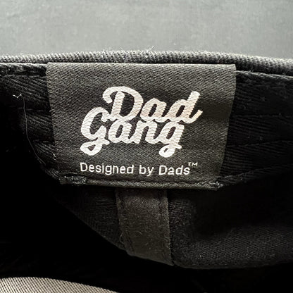 Dad Gang Designed by Dads Black Snapback Hat Script Logo Adjustable Cap
