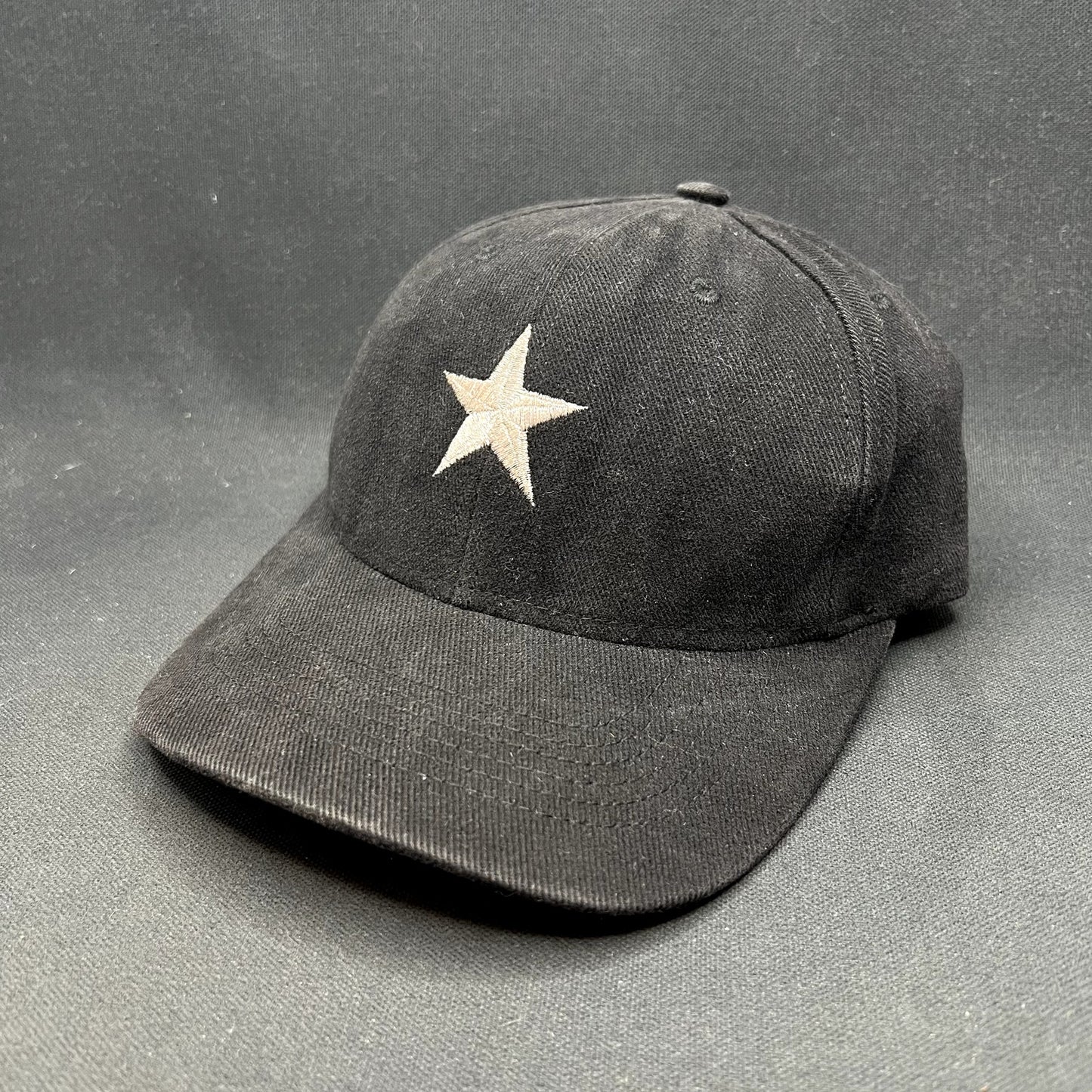 Vintage Made in USA Black Star Embroidered Snapback Hat Plain Minimalist Cap