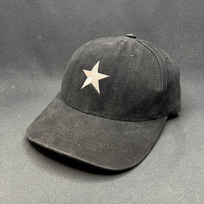 Vintage Made in USA Black Star Embroidered Snapback Hat Plain Minimalist Cap
