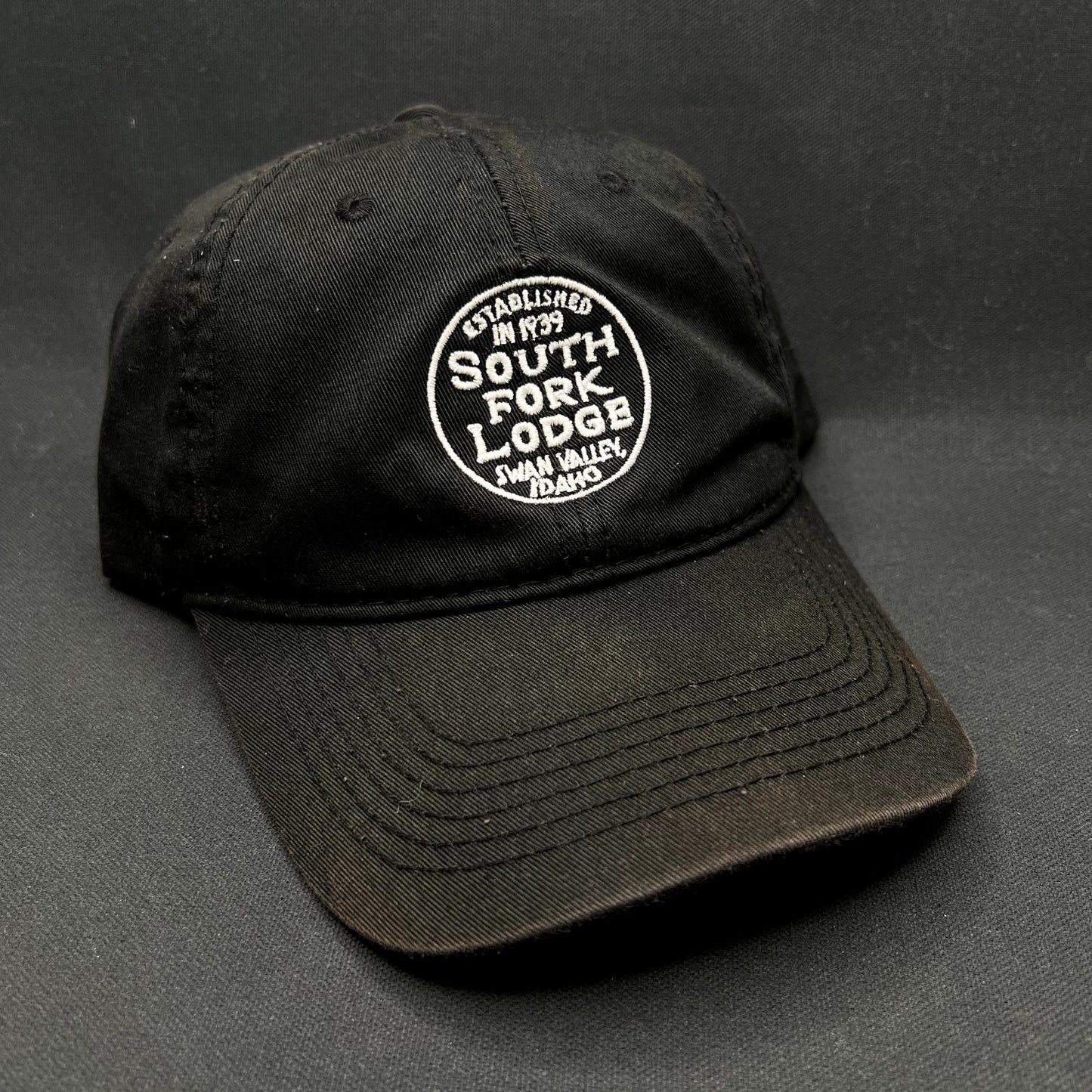 South Fork Lodge Swan Valley Idaho Strapback Hat Black Fly Fishing Resort Cap