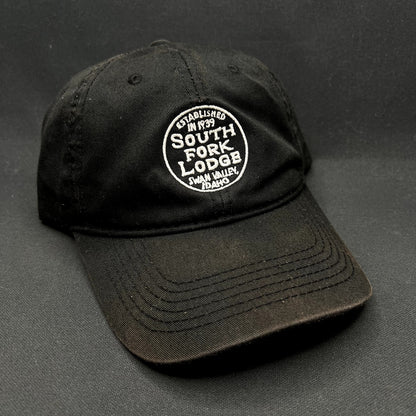 South Fork Lodge Swan Valley Idaho Strapback Hat Black Fly Fishing Resort Cap