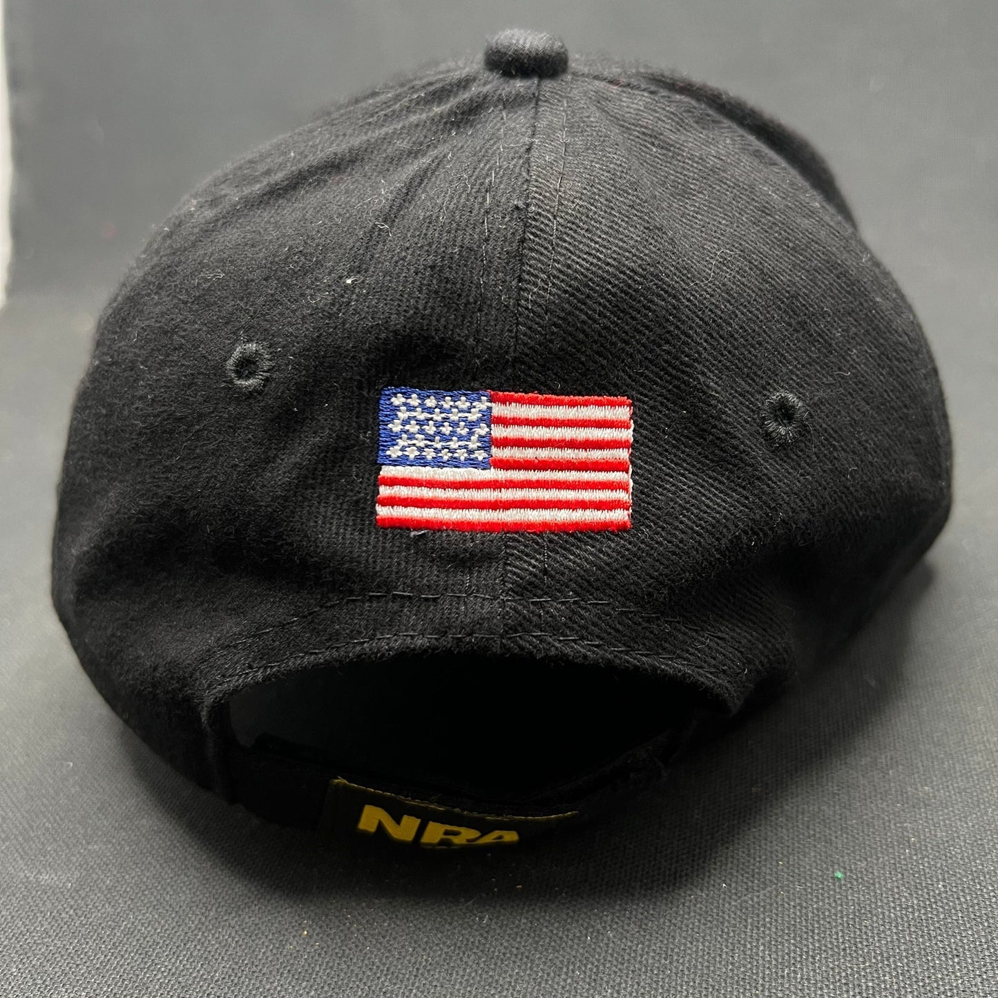 NRA Strapback Hat Black Yellow Embroidered Logo Cap Vintage Style