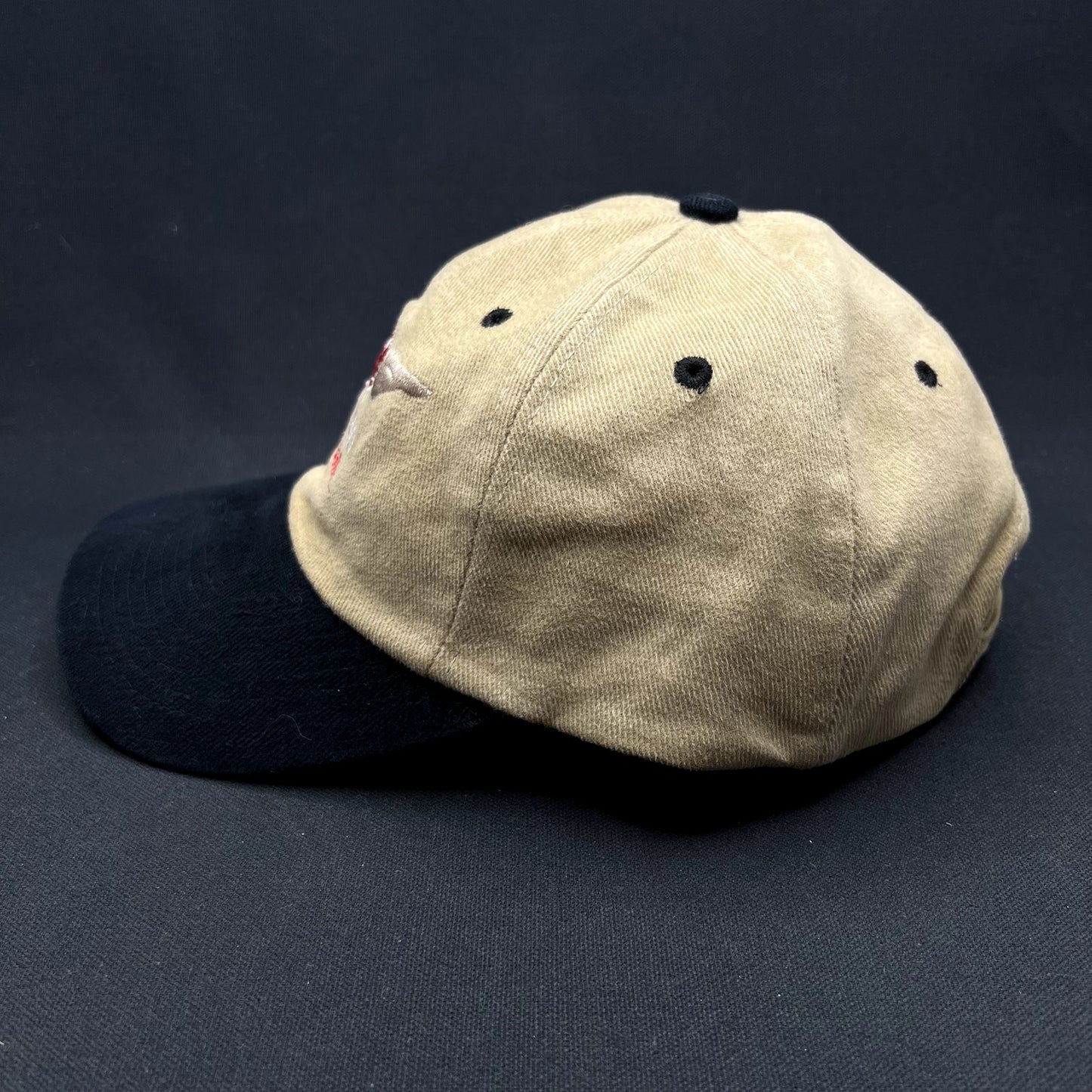 Vintage Clay Lacy Aviation Strapback Hat Tan Black Pilot Airport Cap
