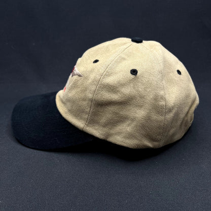 Vintage Clay Lacy Aviation Strapback Hat Tan Black Pilot Airport Cap