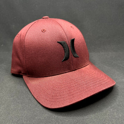 Hurley Flexfit S/M Burgundy Black Logo Stretch Fit Hat