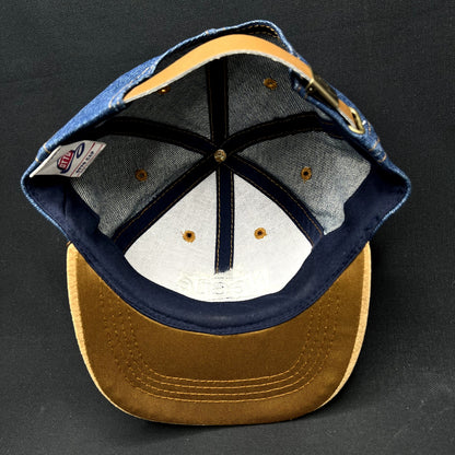 Vintage Nestlé Denim Suede Strapback Hat Otto Cap Distressed USA