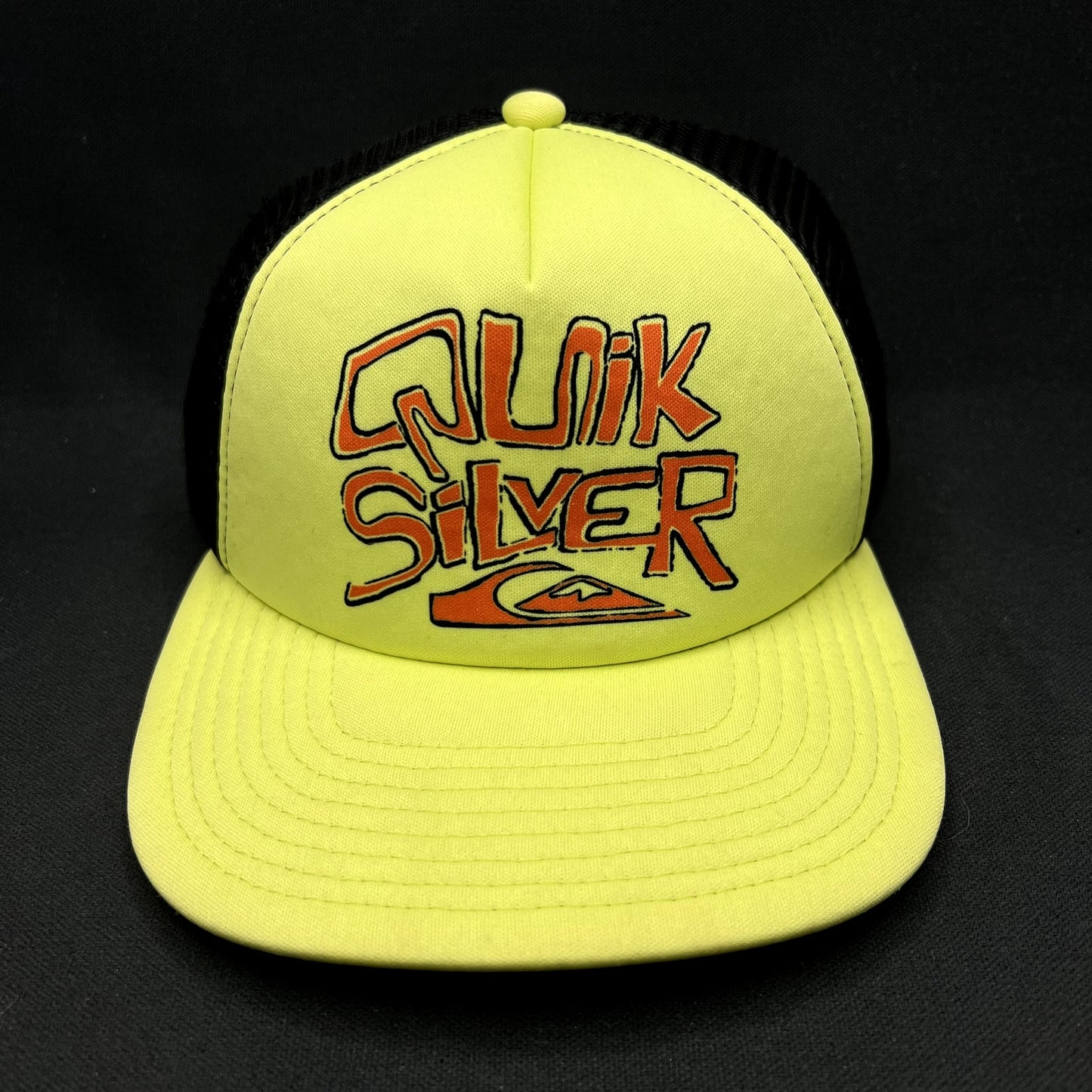 Quiksilver Neon Yellow Black Trucker Snapback Surf Skate Hat