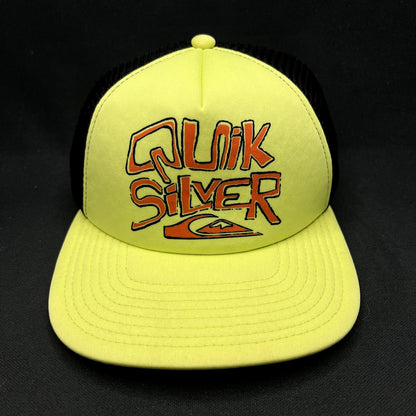 Quiksilver Neon Yellow Black Trucker Snapback Surf Skate Hat