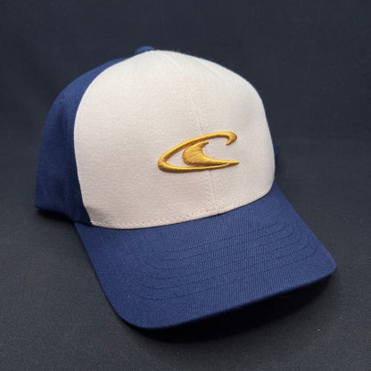 Y2K O’Neill Wave Logo Flexfit Hat Blue White L/XL Surf Cap Oneil