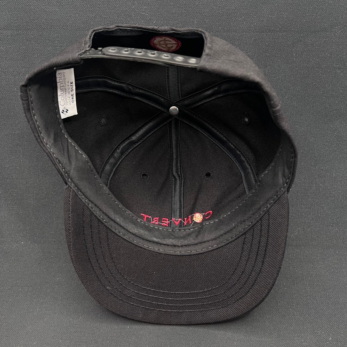 Vintage Columbia Convert Snapback Hat Black Spellout Cap