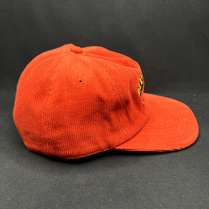 Delinquent Bros Corduroy Snapback Hat Red Racing Pinup Cap