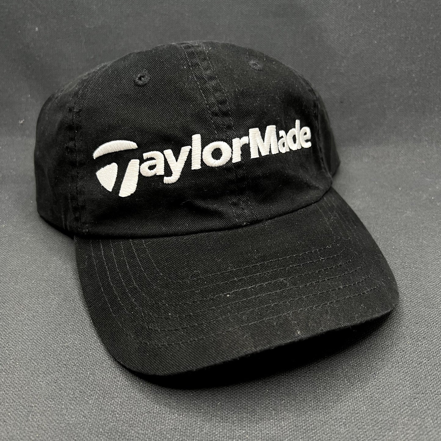 TaylorMade Golf Strapback Hat Black Minimal Logo Dad Cap