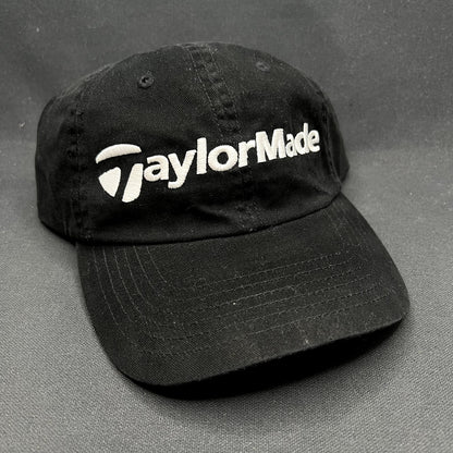 TaylorMade Golf Strapback Hat Black Minimal Logo Dad Cap