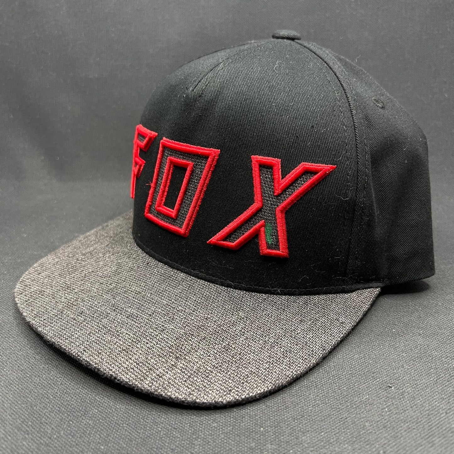 Fox Racing Snapback Hat Black Red Logo Flat Bill Cap OSFA