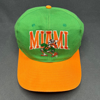 Vintage Miami Hurricanes Split Color Snapback Hat Mascot Logo