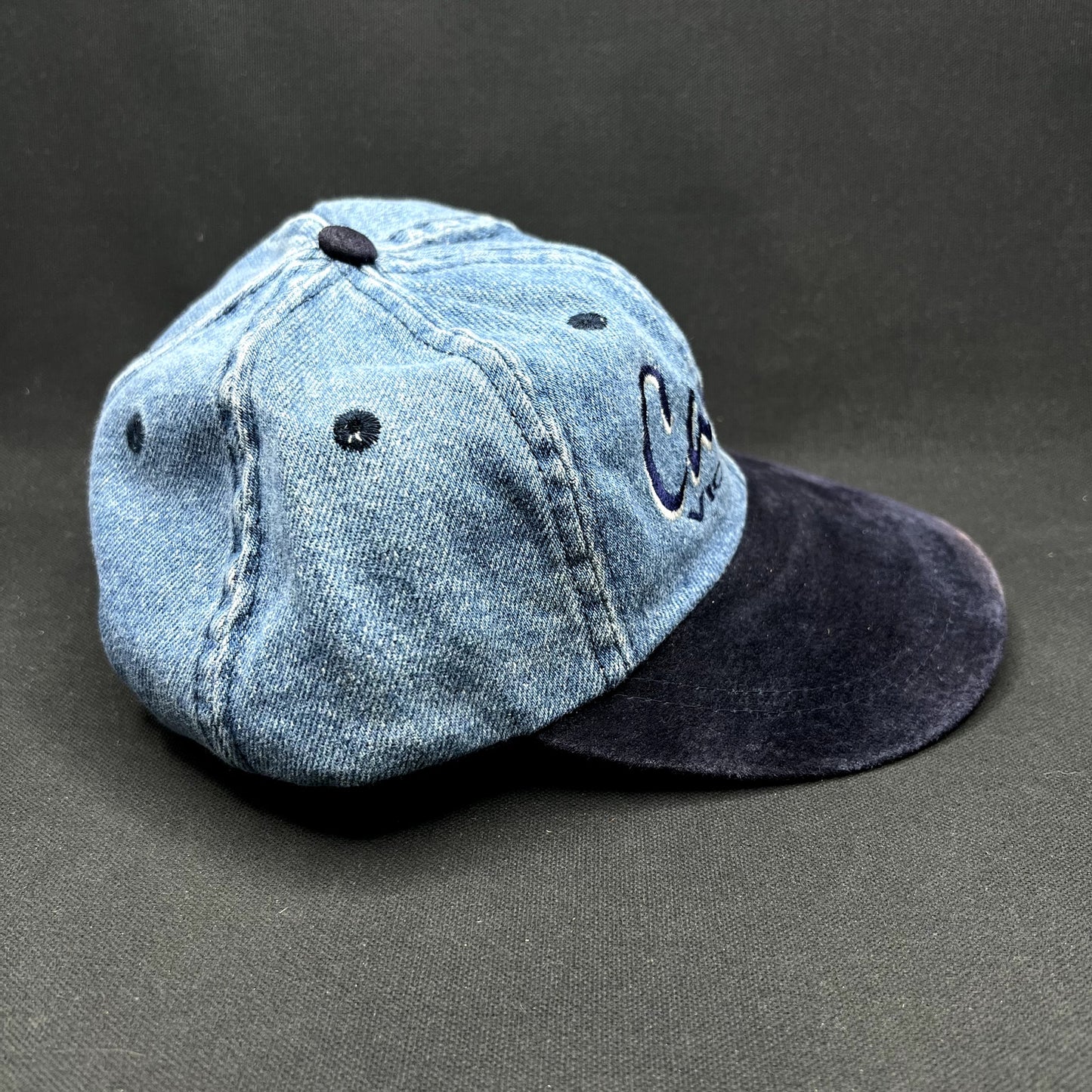 Vintage Canada Victoria Denim Snapback Hat Suede Brim Cityscape
