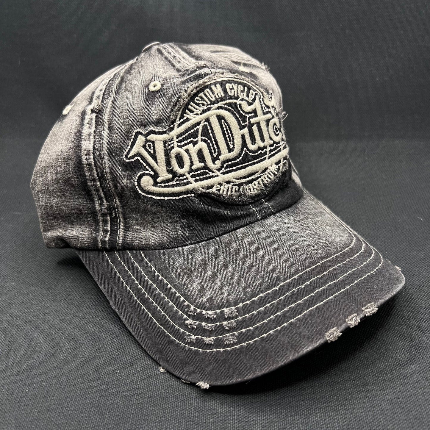 Von Dutch Erik Bostrom Custom Cycles Distressed Denim Strapback – Korea