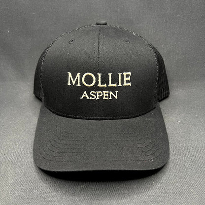 MOLLIE Aspen Hotel Snapback Trucker Hat Yupoong Classics Black Mesh Colorado