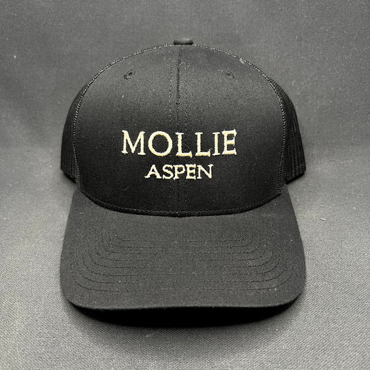 MOLLIE Aspen Hotel Snapback Trucker Hat Yupoong Classics Black Mesh Colorado