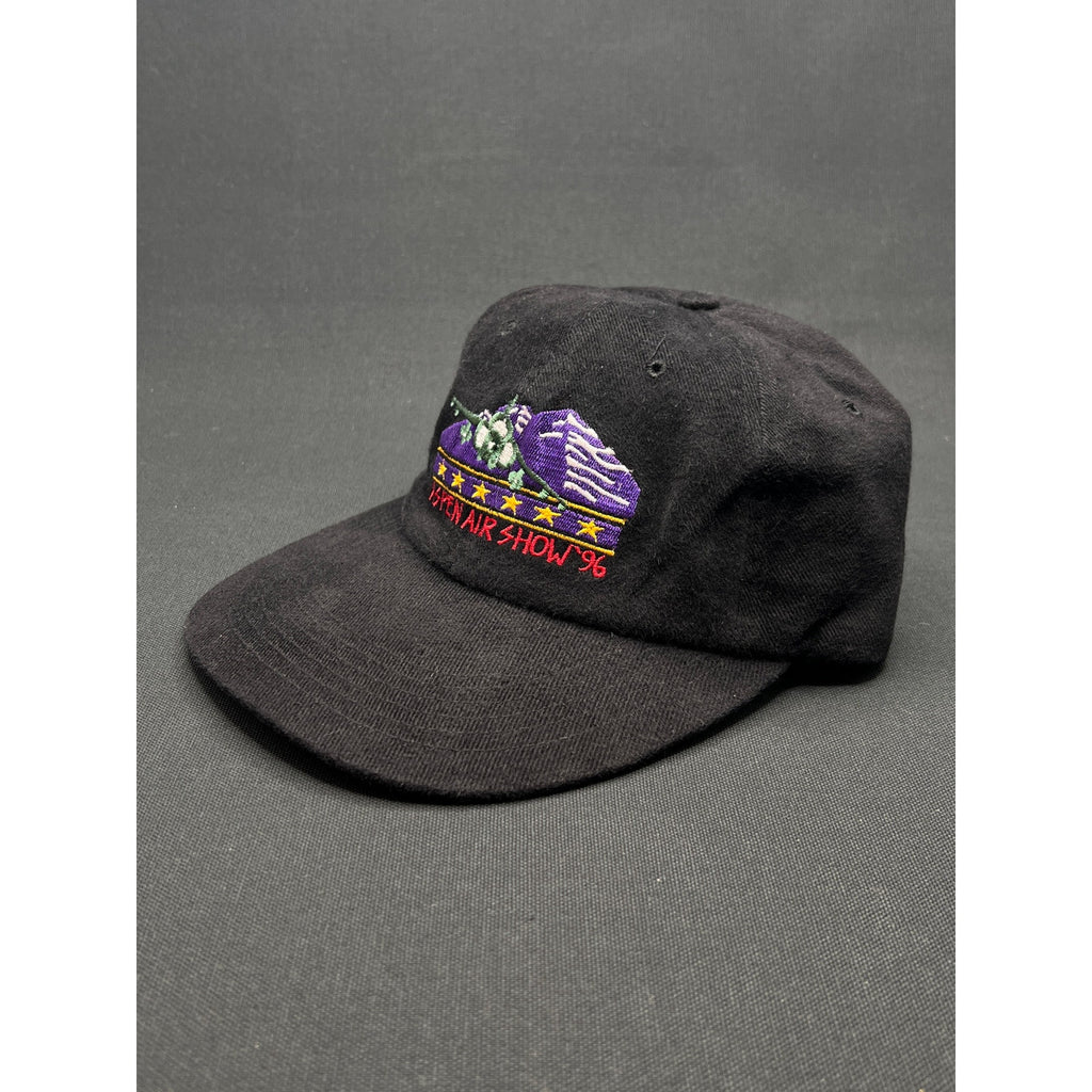Vintage Aspen Air Show ’96 Strapback Hat – Black Embroidered Cap