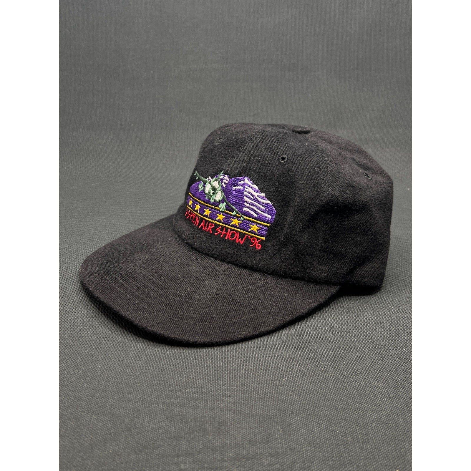 Vintage Aspen Air Show ’96 Strapback Hat – Black Embroidered Cap
