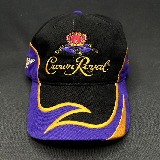 Vintage 2003 Crown Royal Roots Strapback Hat Purple Black Whiskey Cap