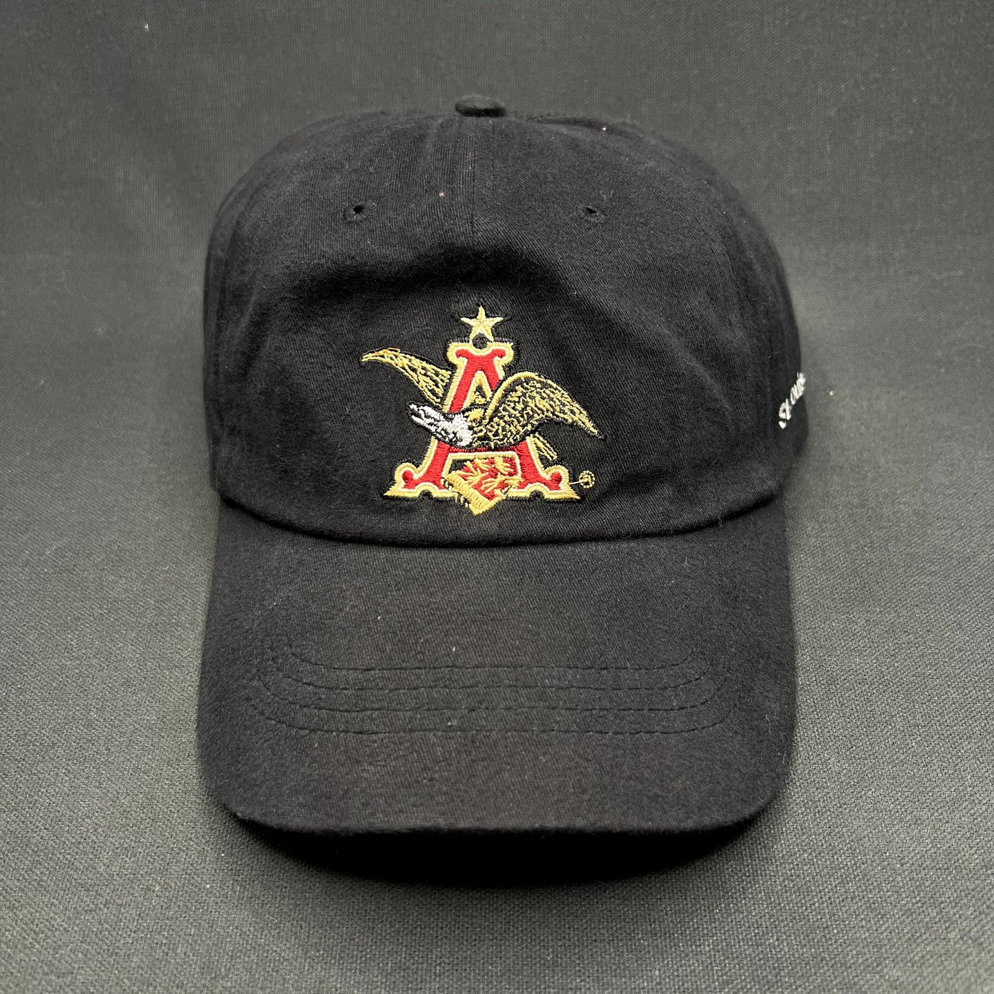 Anheuser-Busch A Eagle Logo Strapback Hat Black Embroidered Beer Brewery Cap