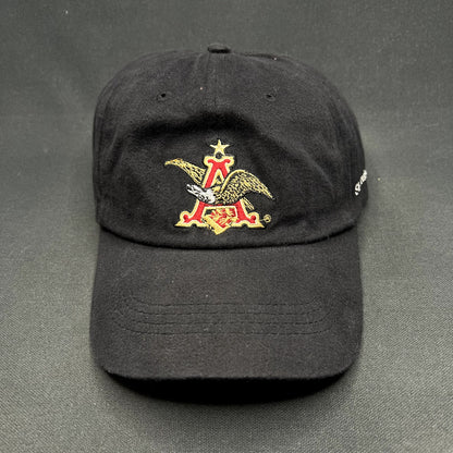 Anheuser-Busch A Eagle Logo Strapback Hat Black Embroidered Beer Brewery Cap