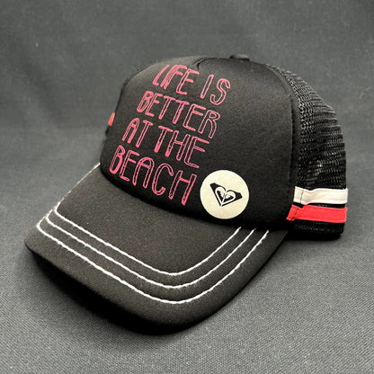 Roxy Life Is Better At The Beach Trucker Snapback Hat Black Pink