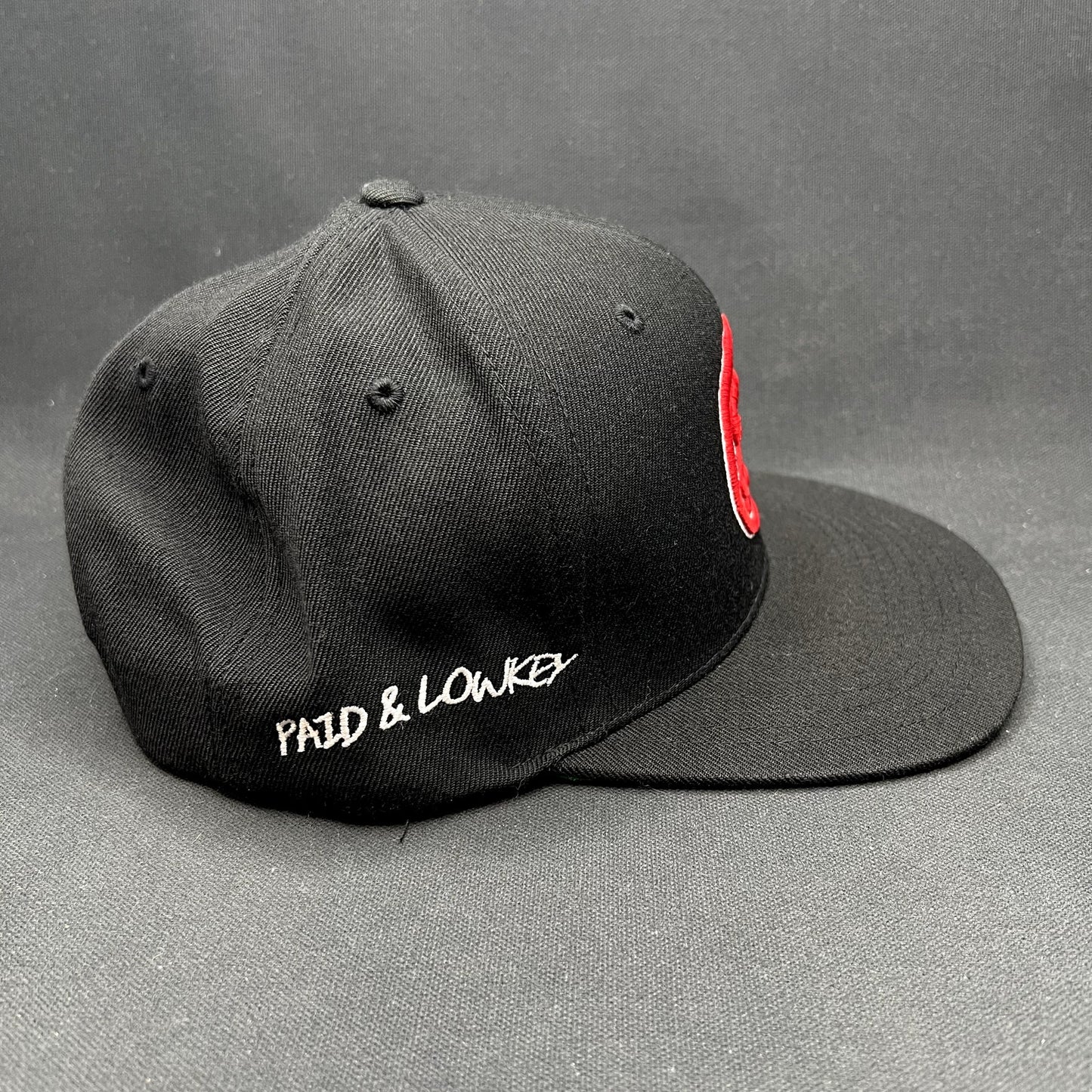 Paid & Lowkey The Steady Way Snapback Hat Black Yupoong Cap