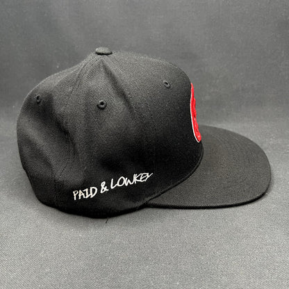 Paid & Lowkey The Steady Way Snapback Hat Black Yupoong Cap