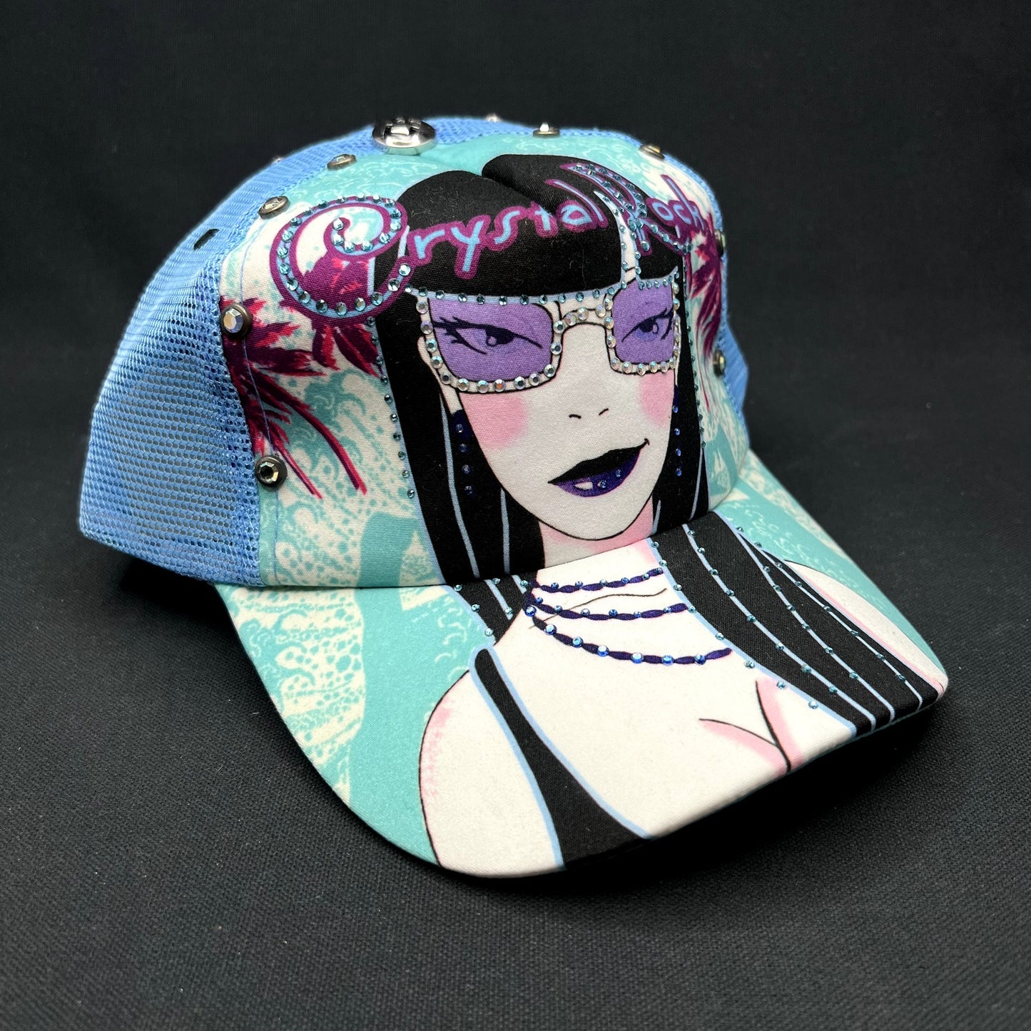 Crystal Rock Christian Audigier Rhinestone Trucker Hat Y2K NWT