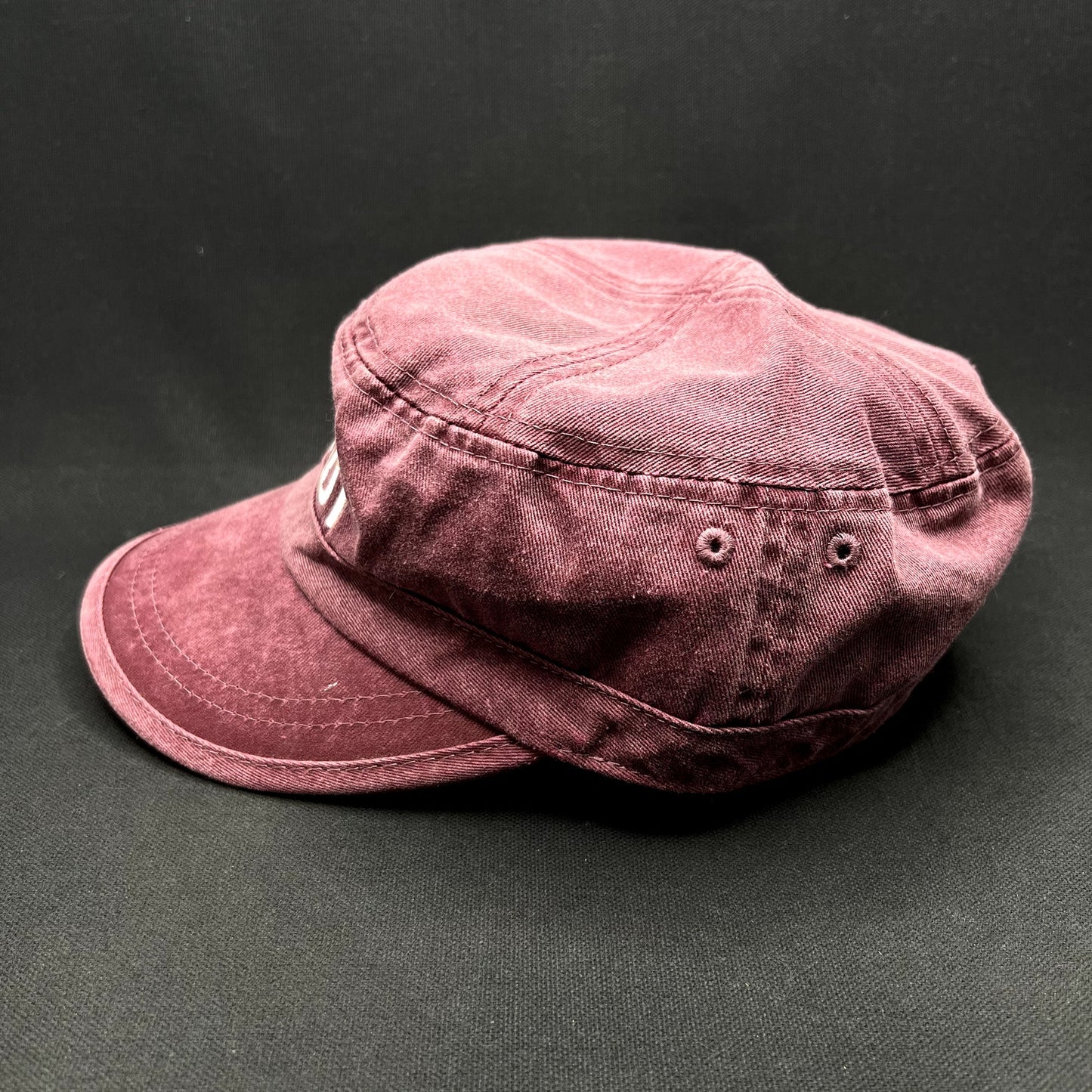 Vintage Maui Hawaii Military Cadet Cap Purple Cotton Strapback Hibiscus Hat
