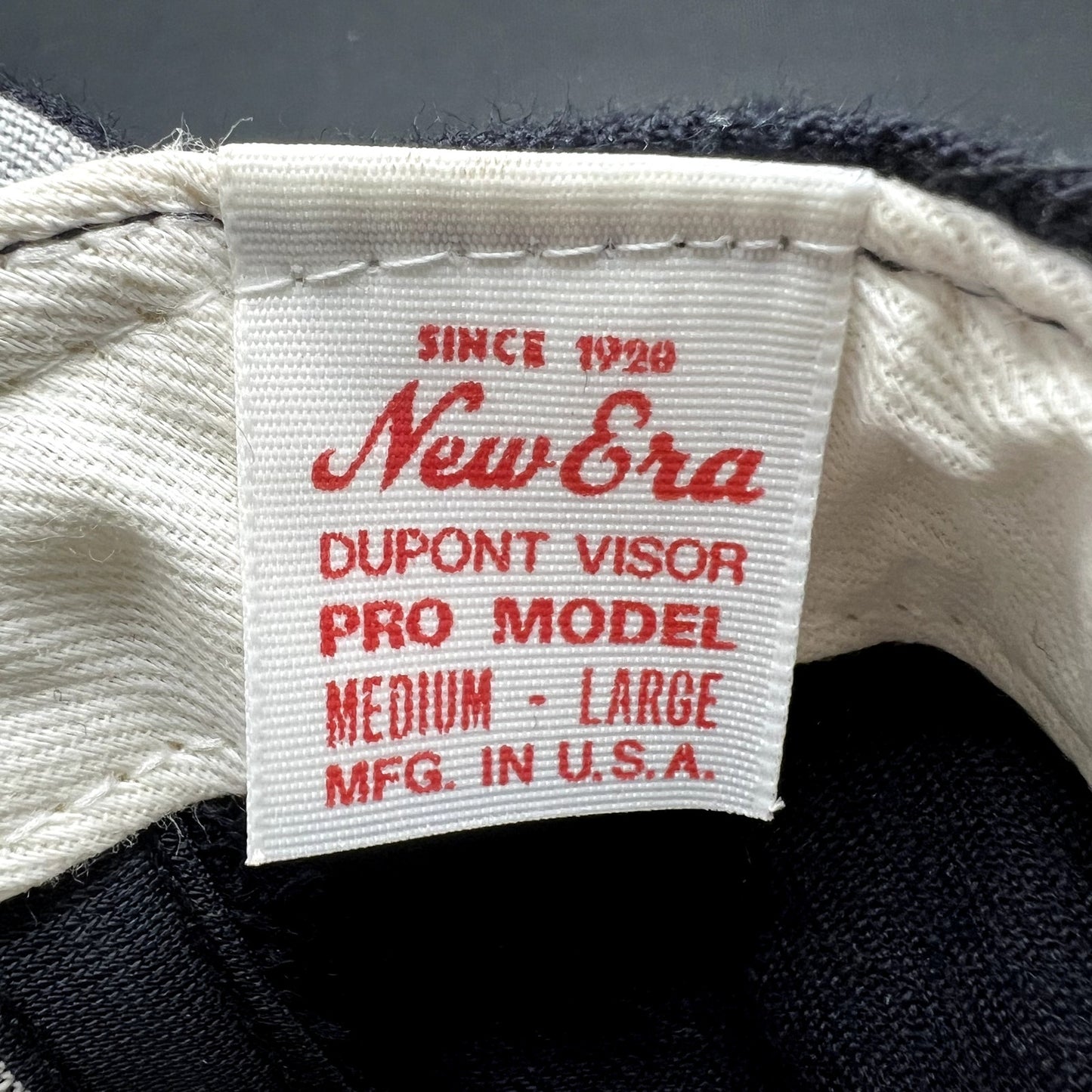 Vintage New Era USA Made Interlocking FL Snapback Hat Navy Gray Dupont Pro Model