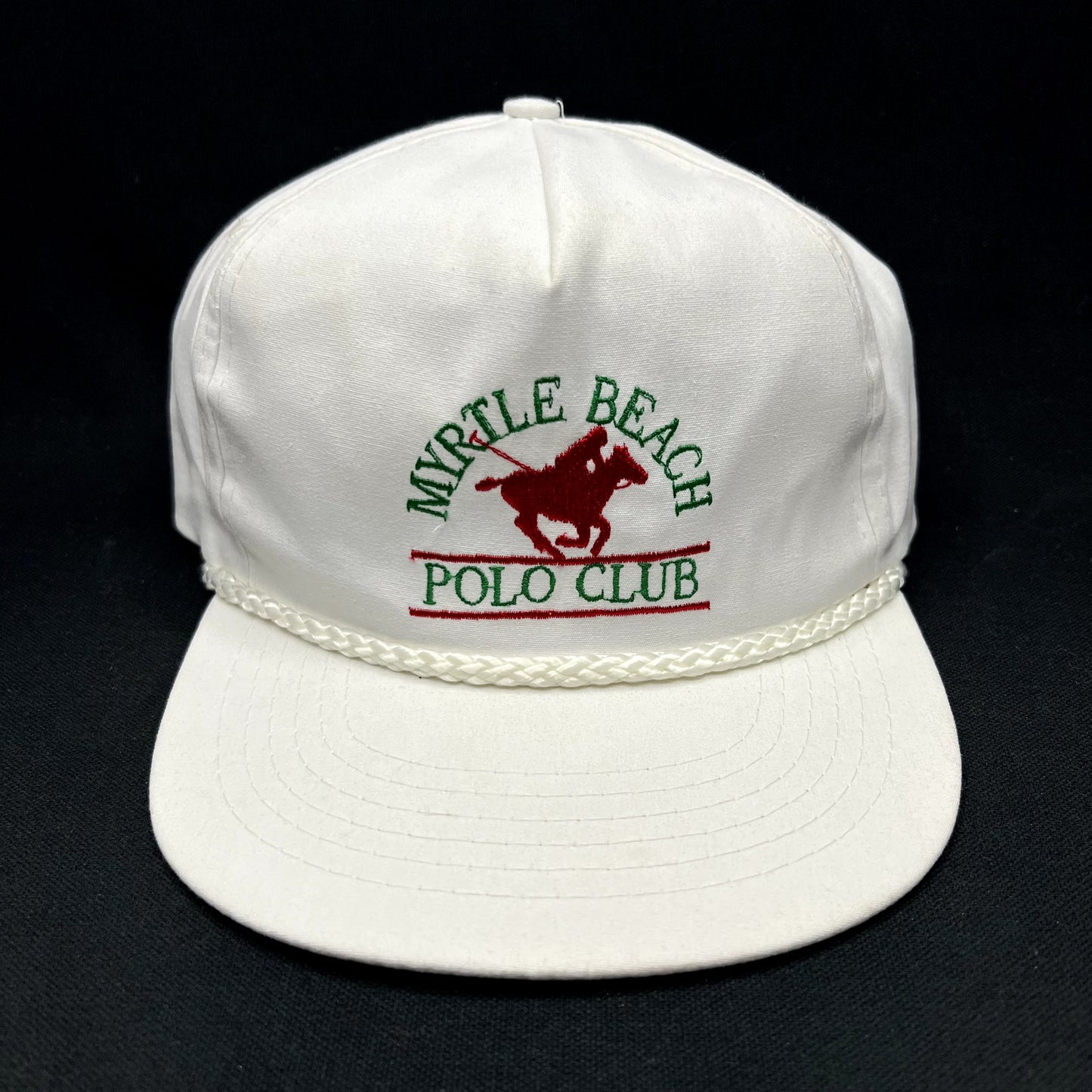 Vintage Myrtle Beach Polo Club Snapback Hat Rope Trucker White