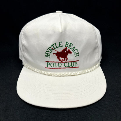Vintage Myrtle Beach Polo Club Snapback Hat Rope Trucker White