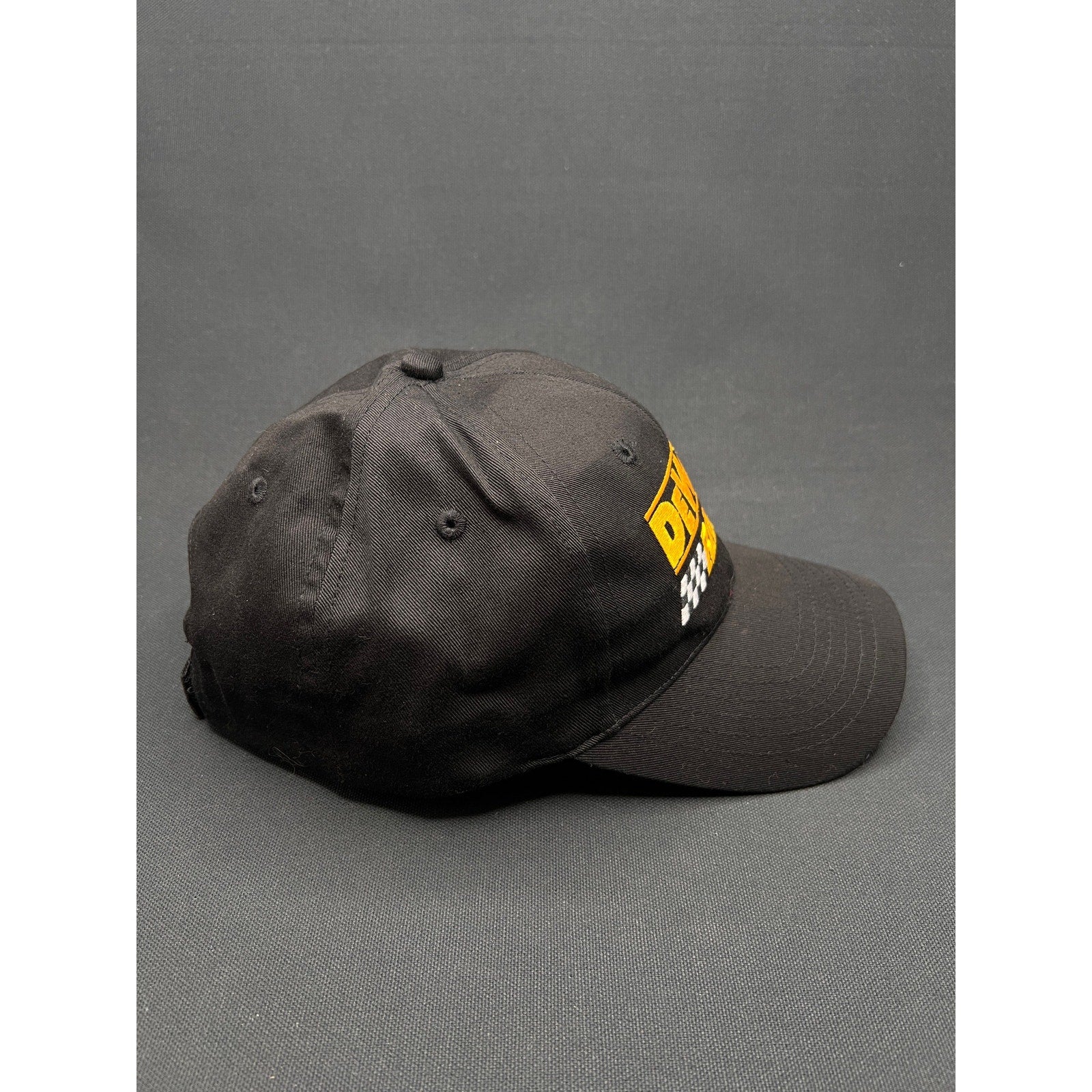 DeWALT Racing Hat Black Cotton Strapback Checkered Logo NASCAR Era