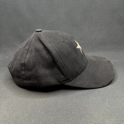 Vintage Made in USA Black Star Embroidered Snapback Hat Plain Minimalist Cap