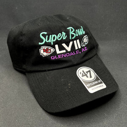 Super Bowl LVII Chiefs vs Eagles Glendale AZ ’47 Clean Up Strapback Hat NWT