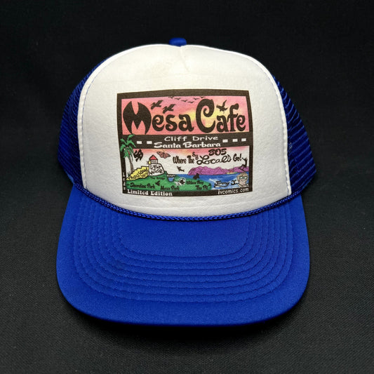 Mesa Cafe Santa Barbara Trucker Snapback Hat Blue SoCal Local