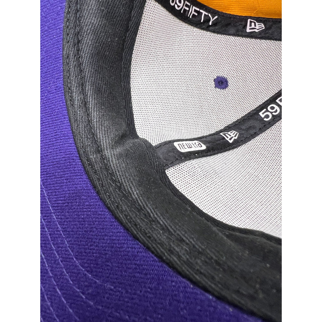 Vintage 2000s Lakers New Era 59FIFTY NBA Fitted Hat Purple Gold White 7 3/8