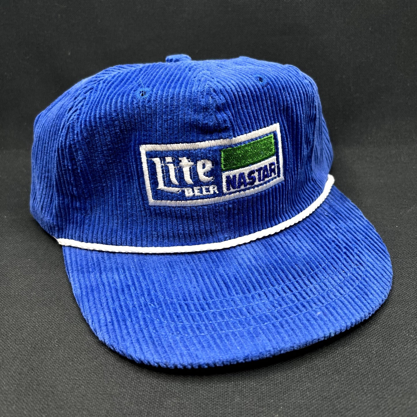 Vintage Lite Beer NASTAR Corduroy Strapback Ski Racing Hat USA Made