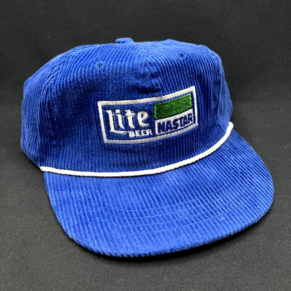 Vintage Lite Beer NASTAR Corduroy Strapback Ski Racing Hat USA Made