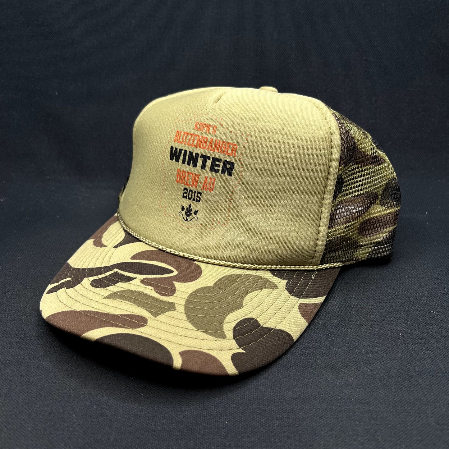 2015 KSPN Blitzenbanger Winter Snapback Trucker Hat Aspen Colorado Camo OTTO