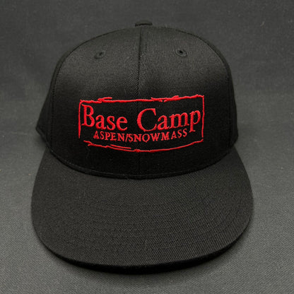7 5/8 Base Camp Aspen Snowmass Hat Flexfit 210 Fitted Black Red Logo Cap