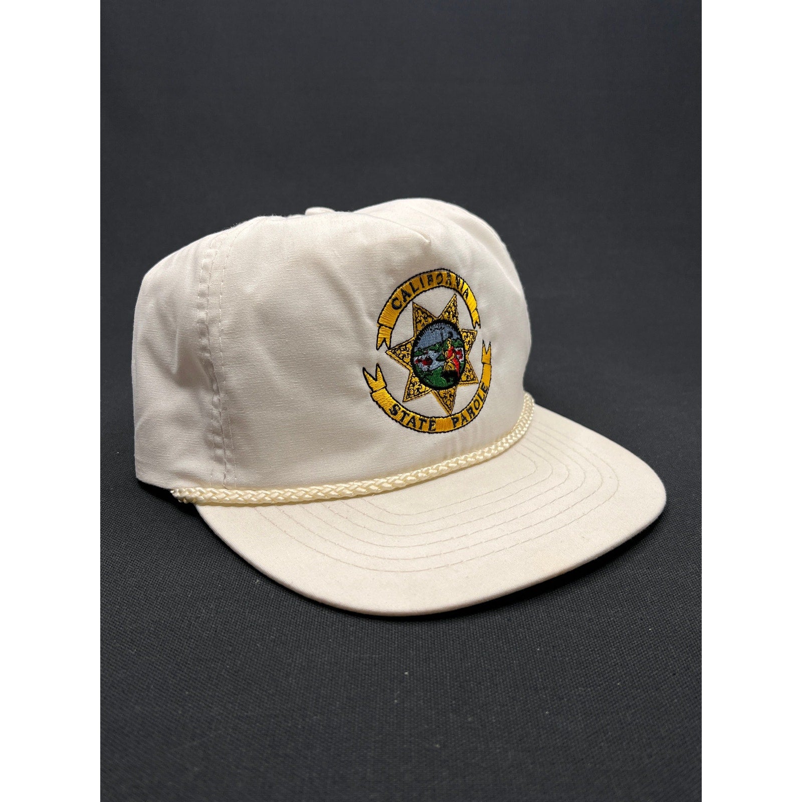Vintage 90s California State Parole Rope Hat Otto – White Snapback