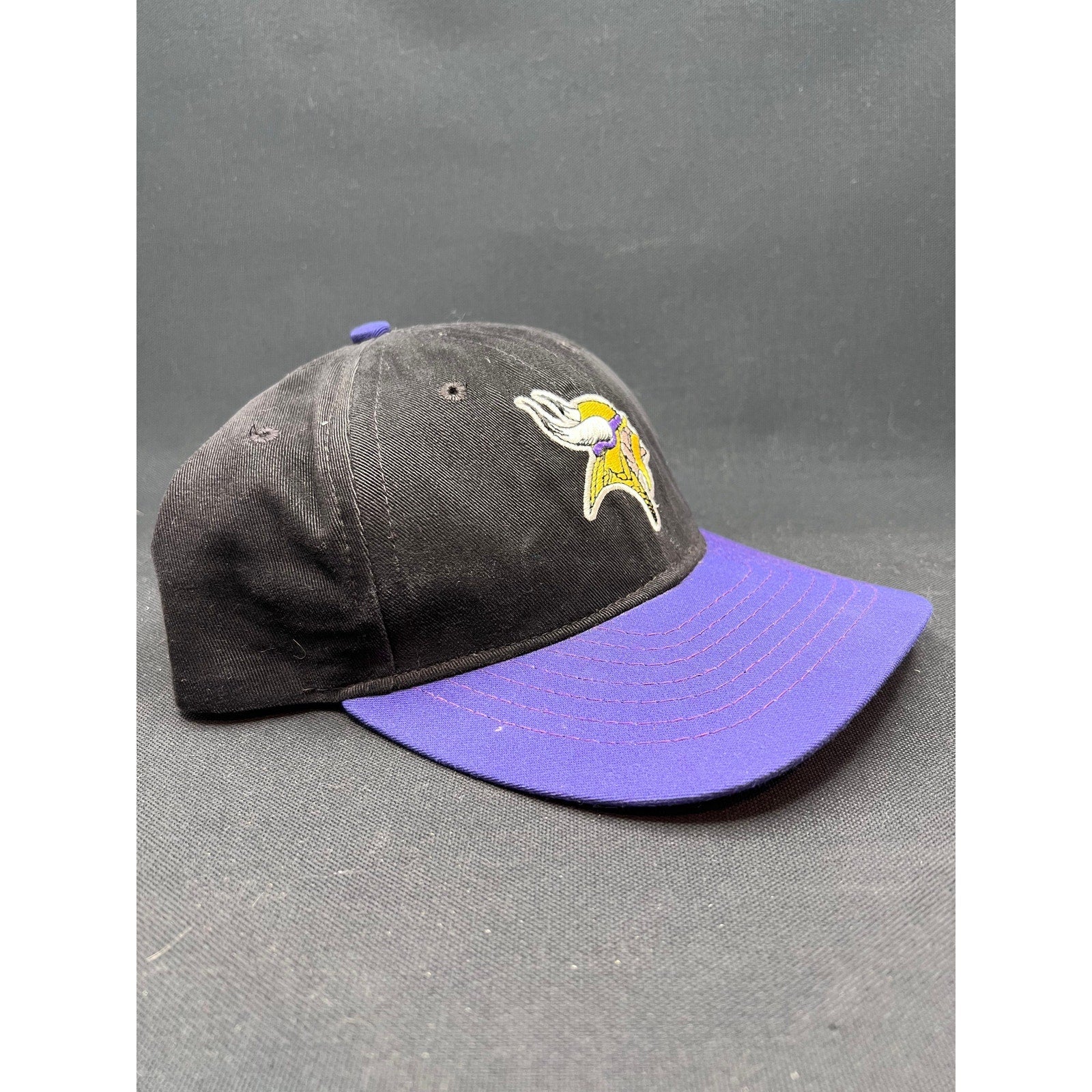 Vintage Minnesota Vikings Logo Athletic Snapback – Black & Purple, Made in USA