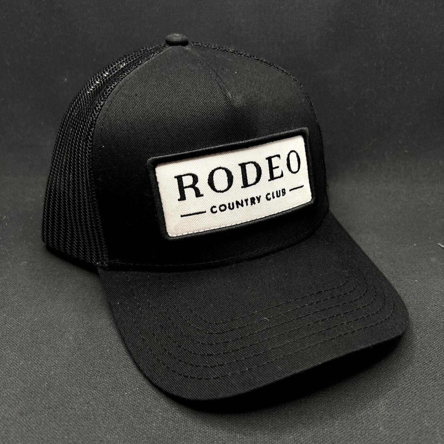 Rodeo Country Club Patch Snapback Trucker Hat Black Mesh Golf Westernaa