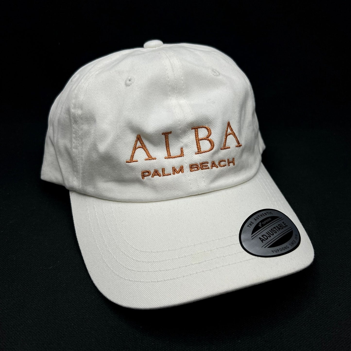 ALBA Palm Beach Strapback Hat White Yupoong Adjustable Cap