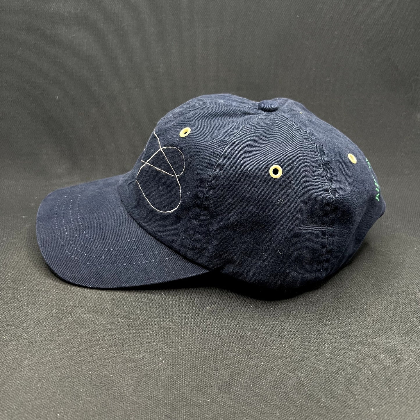 Vintage Western Fly Fishing August 3, 2002 Leather Strapback Hat Navy